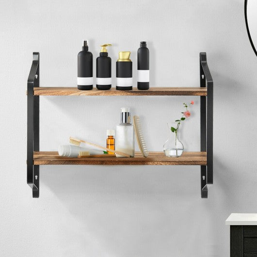 Wooden Wall-Mounted 2-Tier Floating Shelves