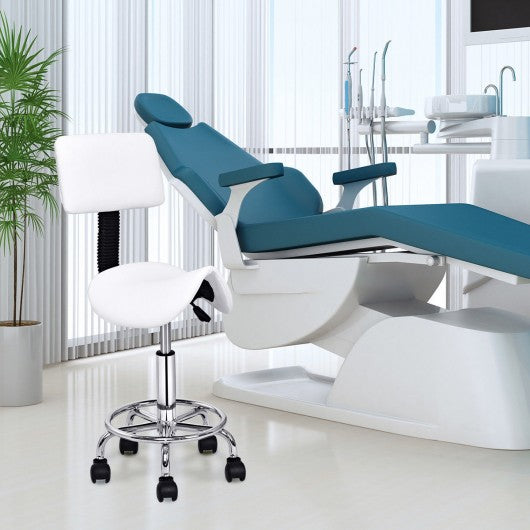 Adjustable Saddle Salon Rolling Massage Chair with White Backrest