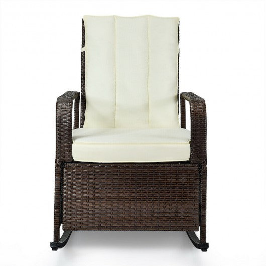 Patio Wicker Porch Garden Lawn Reclining Rocking Chair