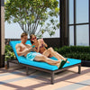 2-Person Patio Rattan Lounge Chair with Adjustable Backrest-Turquoise