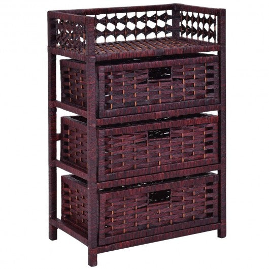3 Drawers Wicker Baskets Storage Chest Rack