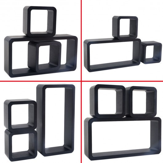 3 pcs Floating Wall Decor Storage MDF Shelves-Black