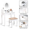White Vanity Makeup Dressing Table with Rotating Mirror + 3 Drawers