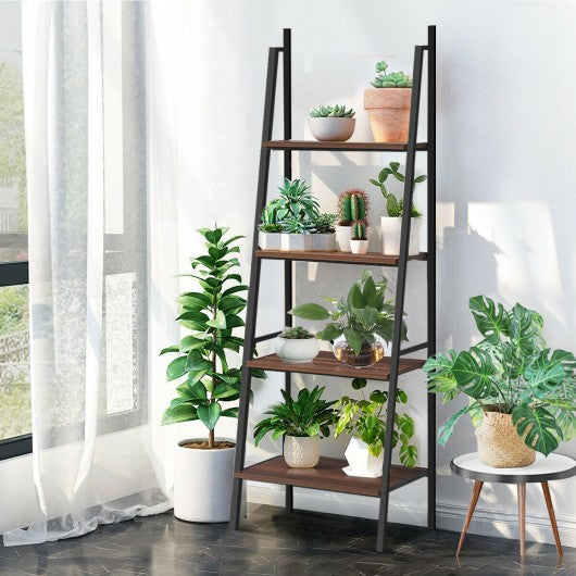 4 Tier Bookcase Metal Frame Bookshelf Storage Plant Stand