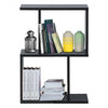 2-tier S-Shaped Bookcase Free Standing Storage Rack Wooden Display Decor Black