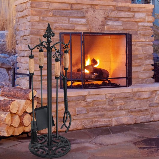 5 Pieces Fireplace Iron Tools Set
