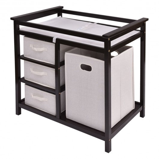 Infant Baby Changing Table w/3 Basket Hamper Diaper Storage Nursery