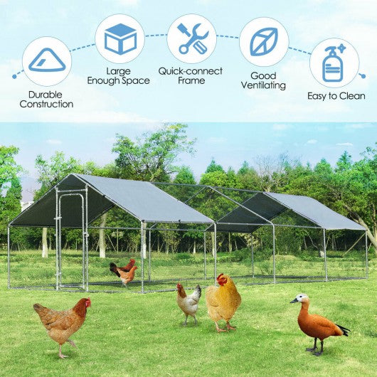 Large Walk In Chicken Coop with Roof Cover Backyard