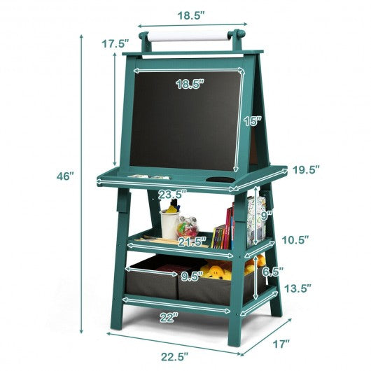 3 in 1 Double-Sided Storage Art Easel-Green