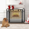 3 Panel Foldable Steel Fireplace Screen Spark Guard Fence