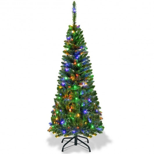 PreLit Hinged Artificial Fir Pencil Christmas Tree
