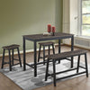4 pcs Solid Wood Counter Height Dining Table Set-Gray