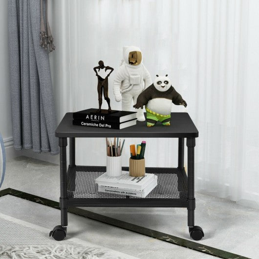 2-Tier Rolling Under-Desk with Storage Shelf