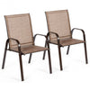 2 PCS Patio Chairs Outdoor Dining Chair with Armrest