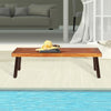 Patio Acacia Wood Dining Bench Seat with Steel Legs