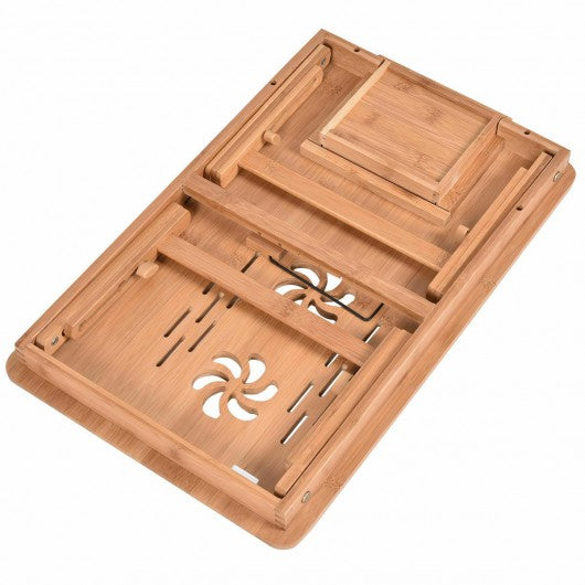Portable Bamboo Laptop Desk Table with Drawer