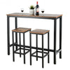 3 Pieces Bar Table Counter Breakfast Bar Dining Table with Stools