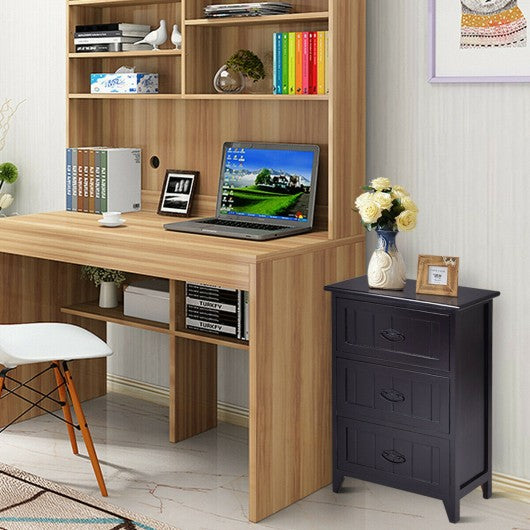 3 Drawers End Storage Wood Side Nightstand