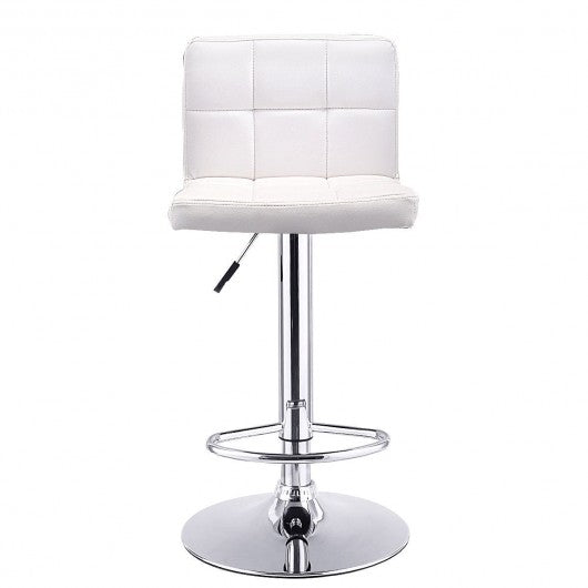 1 PC Bar Stool Swivel Adjustable PU Leather Barstools Bistro Pub Chair-White