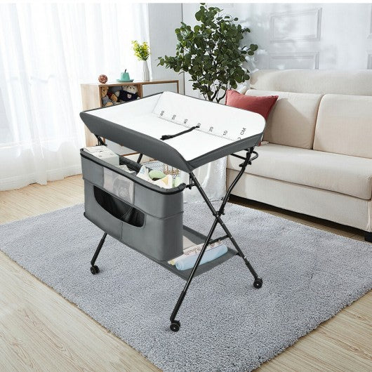 Portable Adjustable Height Newborn Nursery Organizer  with wheel-Gray
