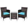 3 pcs Outdoor Rattan Wicker Furniture Set-Blue