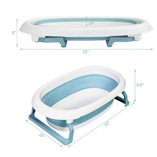 Folding Portable Baby Bathtub w/ Cushion Blue