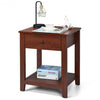 Night Stand End Side Table with Drawer and Storage Shelf
