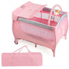 Foldable Baby Playard with Changing Station-Pink