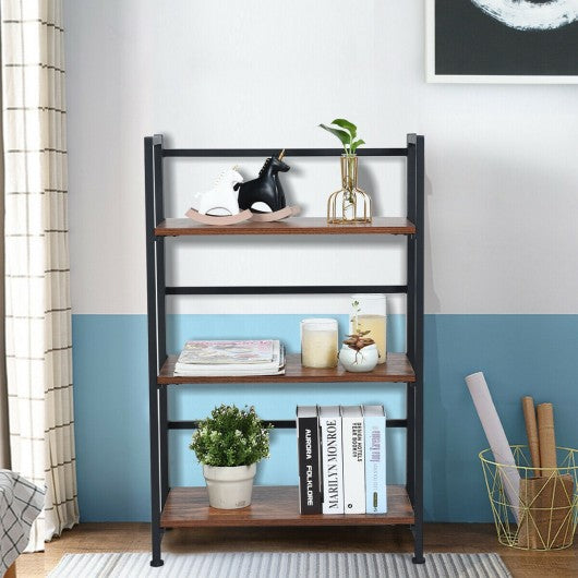 3-Tier Portable Display Folding Bookshelf Storage Shelf