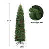 7.5 ft Preit Hinged Pencil Christmas Tree with Pine Cones Red Berries