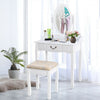 White Vanity Makeup Dressing Table with Rotating Mirror