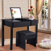 Black / White Vanity Makeup Dressing Table Set with Cell Storage Box-Black