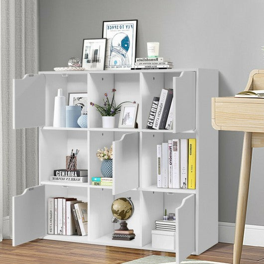 9 Cube Storage Wood Divider Bookcase-White
