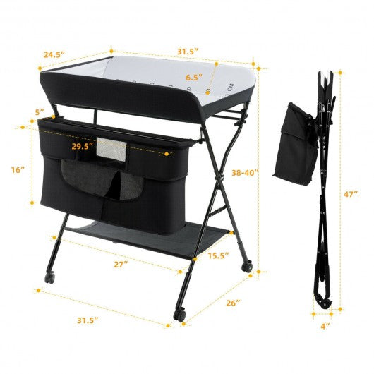 Portable Adjustable Height Newborn Nursery Organizer  with wheel