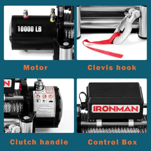 10000 lbs 12V Remote Control Electric Recovery Winch