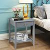 Wooden Nightstand  End Table Storage Display -Gray