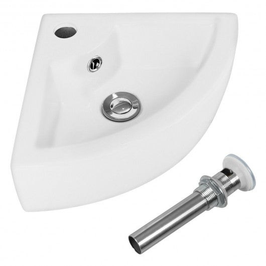 Wall Mount Corner Ceramic Vessel Sink Angled Art Basin