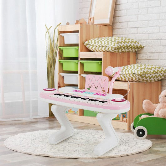 37-key Kids Toy Keyboard Piano with Microphone-Pink