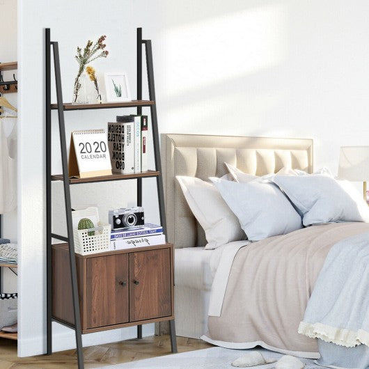Ladder Shelf 3 Tier Bookcase Metal Frame Bookshelf