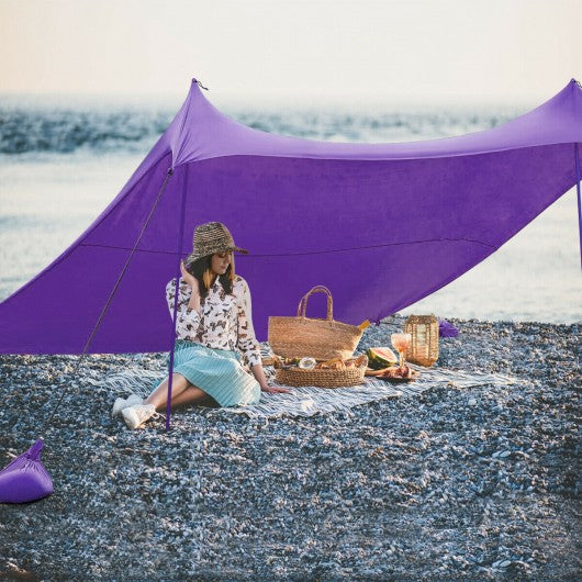 10' x 9' Family Beach Tent Canopy Sunshade w/ 4 Poles