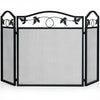 3 Panel Foldable Steel Fireplace Screen Spark Guard Fence