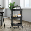 3-Tier Utility Cart Storage Rolling Cart with Casters-Black