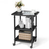 3-tier Adjustable Printer Stand with 360° Swivel Casters-Black