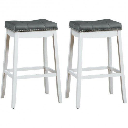 29€�Set of 2 Nailhead Saddle Bar Stools