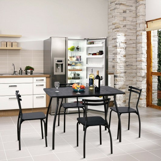 5 Pcs Dining Table Set with 4 Chairs - Black