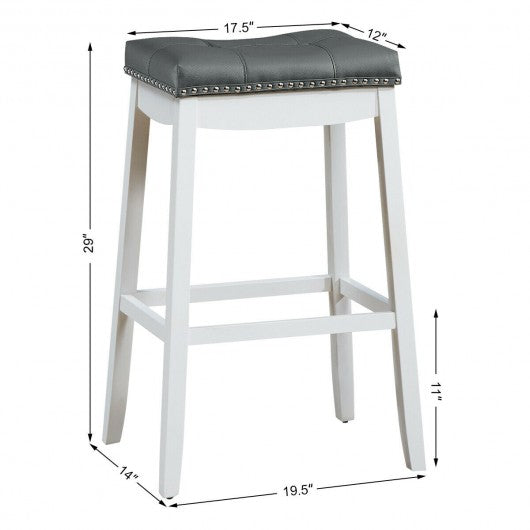 29€�Set of 2 Nailhead Saddle Bar Stools