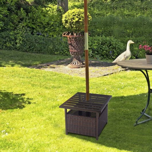Outdoor Patio Rattan Wicker Steel Side Deck Table