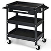 Rolling Tool Cart Mechanic Cabinet Storage ToolBox Organizer with Drawer-Black