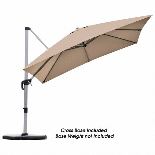 10 Ft 360 Degree Tilt Aluminum Square Patio Offset Cantilever Umbrella