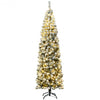 7.5 ft Pre-lit Snow Flocked Artificial Pencil Christmas Tree with LED Lights